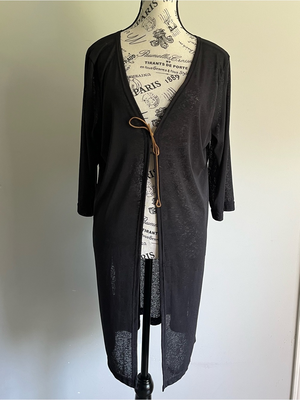 🇨🇦 Krista Sheer Mesh Black Duster Cardigan XL Gothic Open Front Cover Up